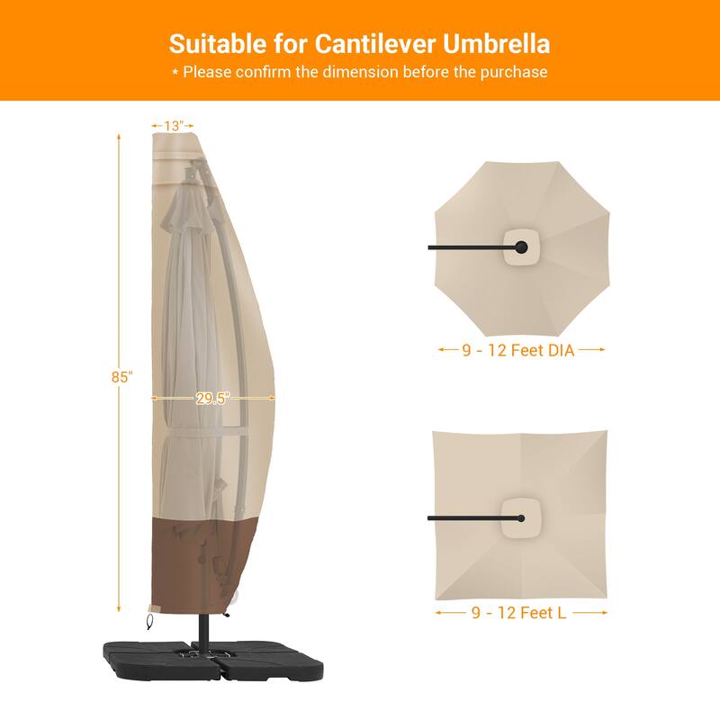 LIVOOSUN Patio Offset Umbrella Covers 600D Waterproof, Fits 8ft-11ft