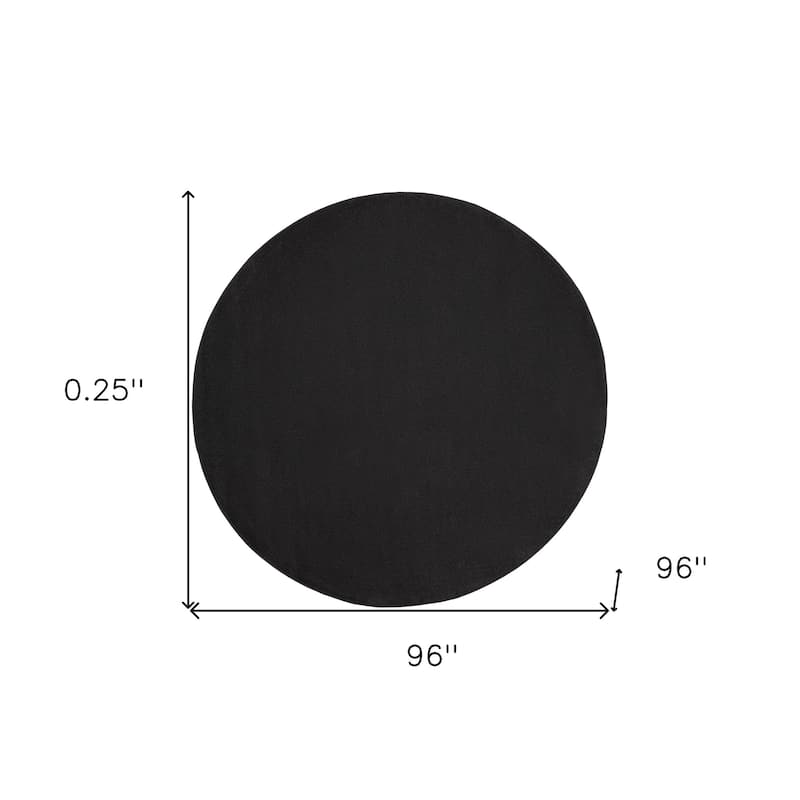8' X 8' Black Round Non Skid Indoor Outdoor Area Rug - 6' x 7'
