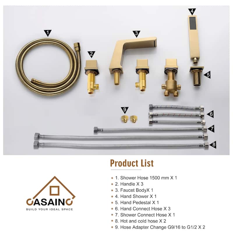 Hot Sale 5 hole Bathtub Faucet With Handheld Shower Head
