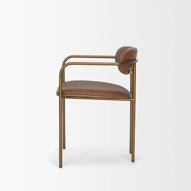 Parker Black Leather Seat Gold Metal Dining Chair - 21.5L x 21.1W x 29.0H