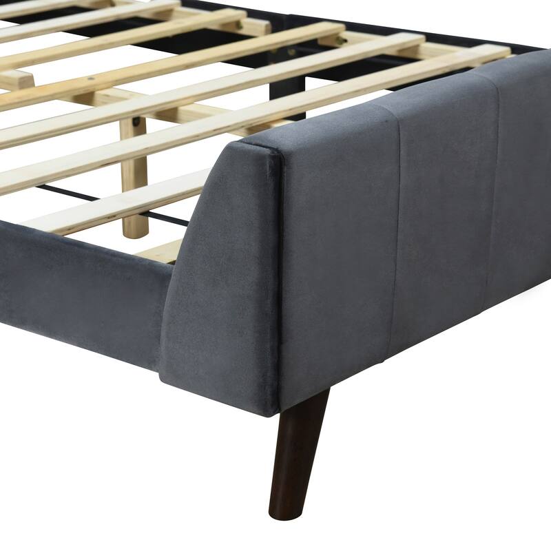 Full Upholstered Platform Bed in Velvet with Elegant Tufted Headboard, Support for 700lbs, and Open Underbed Storage