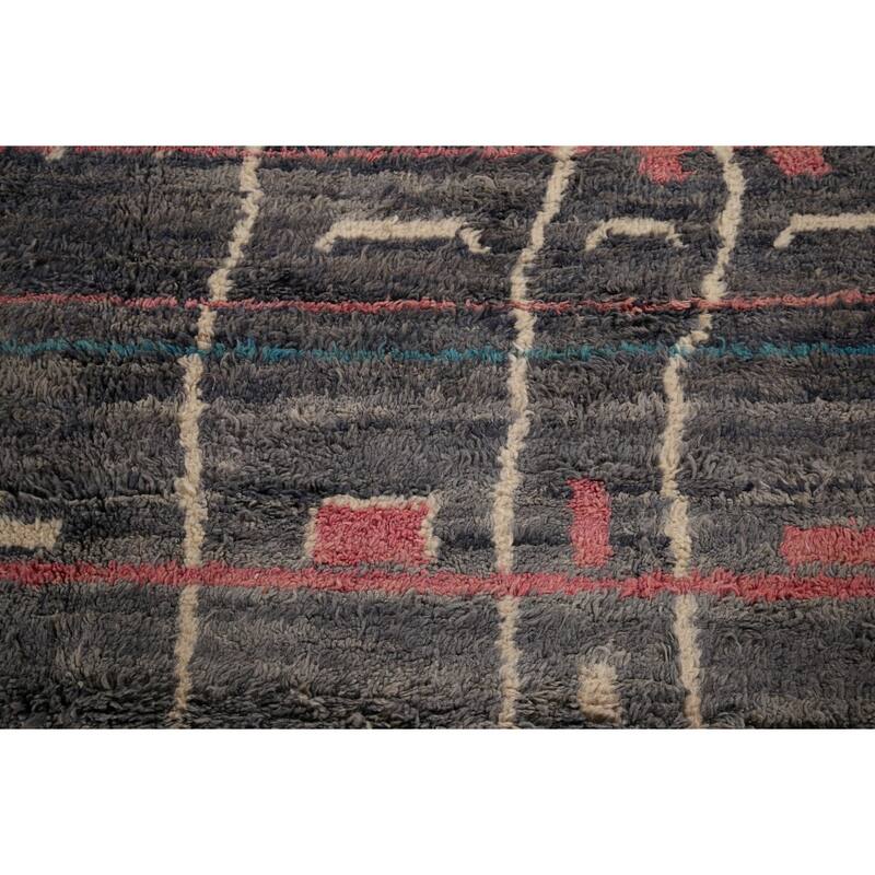 Grays & Blues Moroccan Area Rug Hand-Knotted Wool Carpet - 9'1" x 13'0"