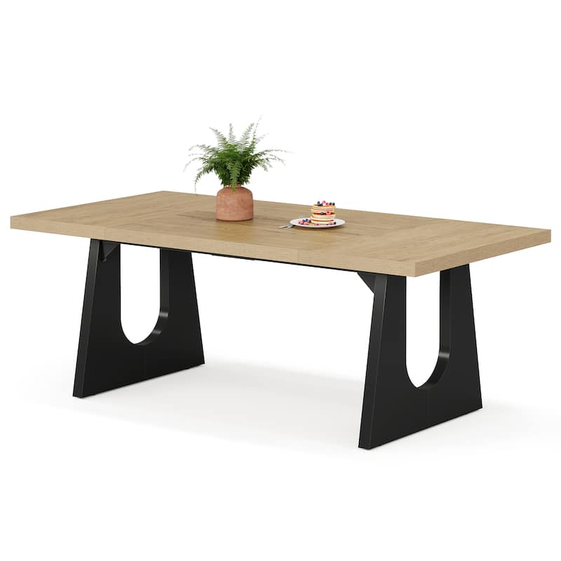 Large Dining Table Wood Oak Rectangular Farmhouse Center Kitchen