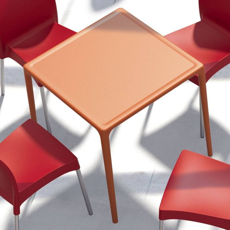 28" Orange Stackable Square Outdoor Patio Dining Table