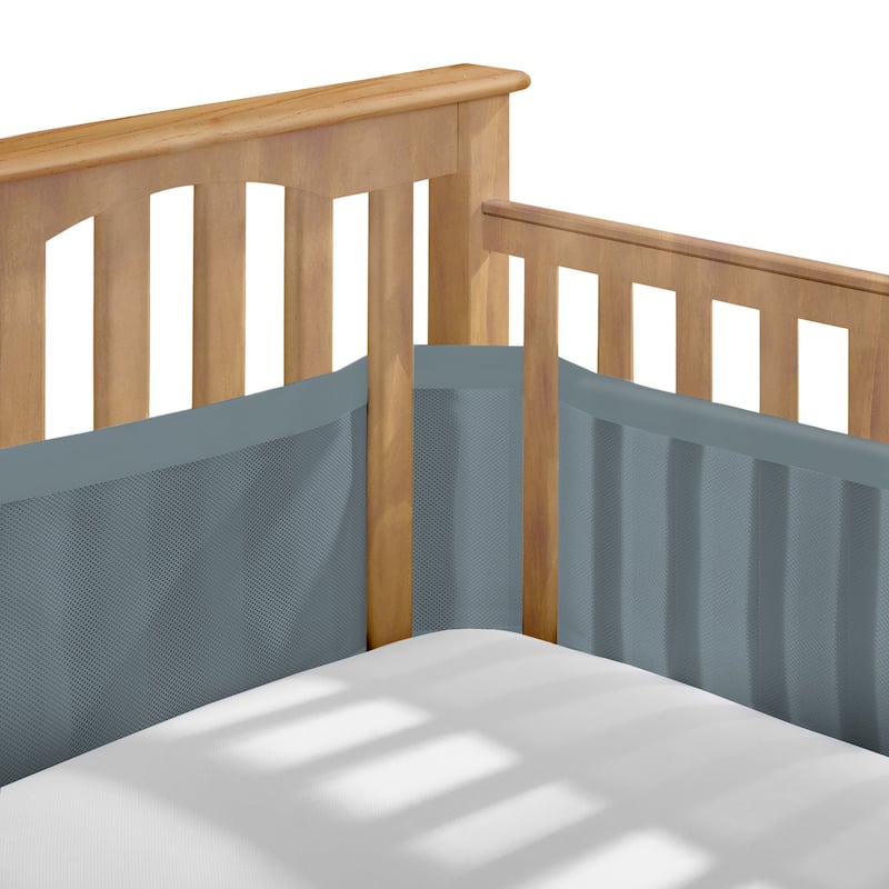 BreathableBaby Breathable Mesh Liner for Full-Size Cribs, Deluxe 4mm Mesh (Size 4FS Covers 3 or 4 Sides) - N/A - Blue Haze