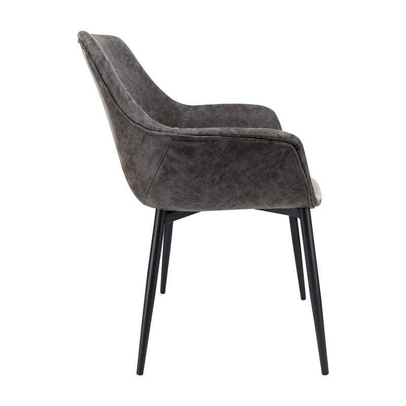 Markley Leather Dining Chair with Iron Legs Set of 4 Modern Accent Armchair