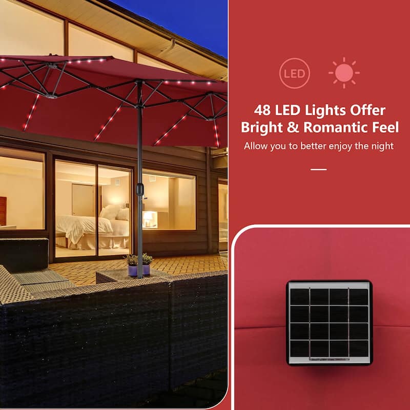 Costway 11 PCS Patio Dining Set with 15ft Double-Sided Patio Umbrella
