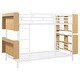 preview thumbnail 6 of 12, White Twin Over Twin Metal Bunk Bed with Storage Space, Ladder and Full-Length Guardrail