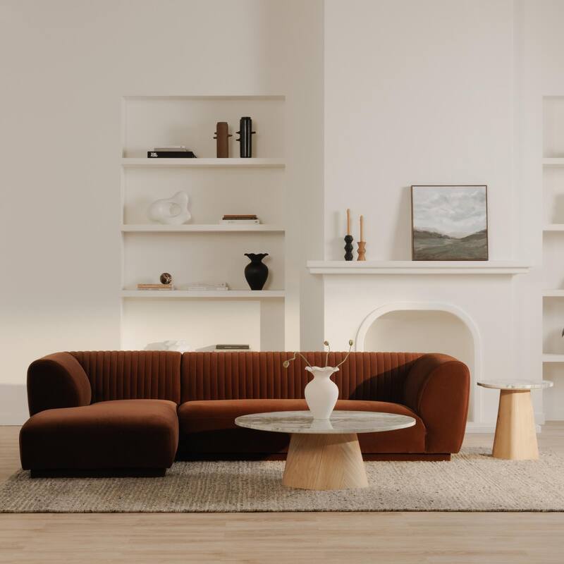 NADAAL STUDIOS Iona, Left Hand Facing Upholstered Sectional, Brown - 116.75 X 71 X 27.5
