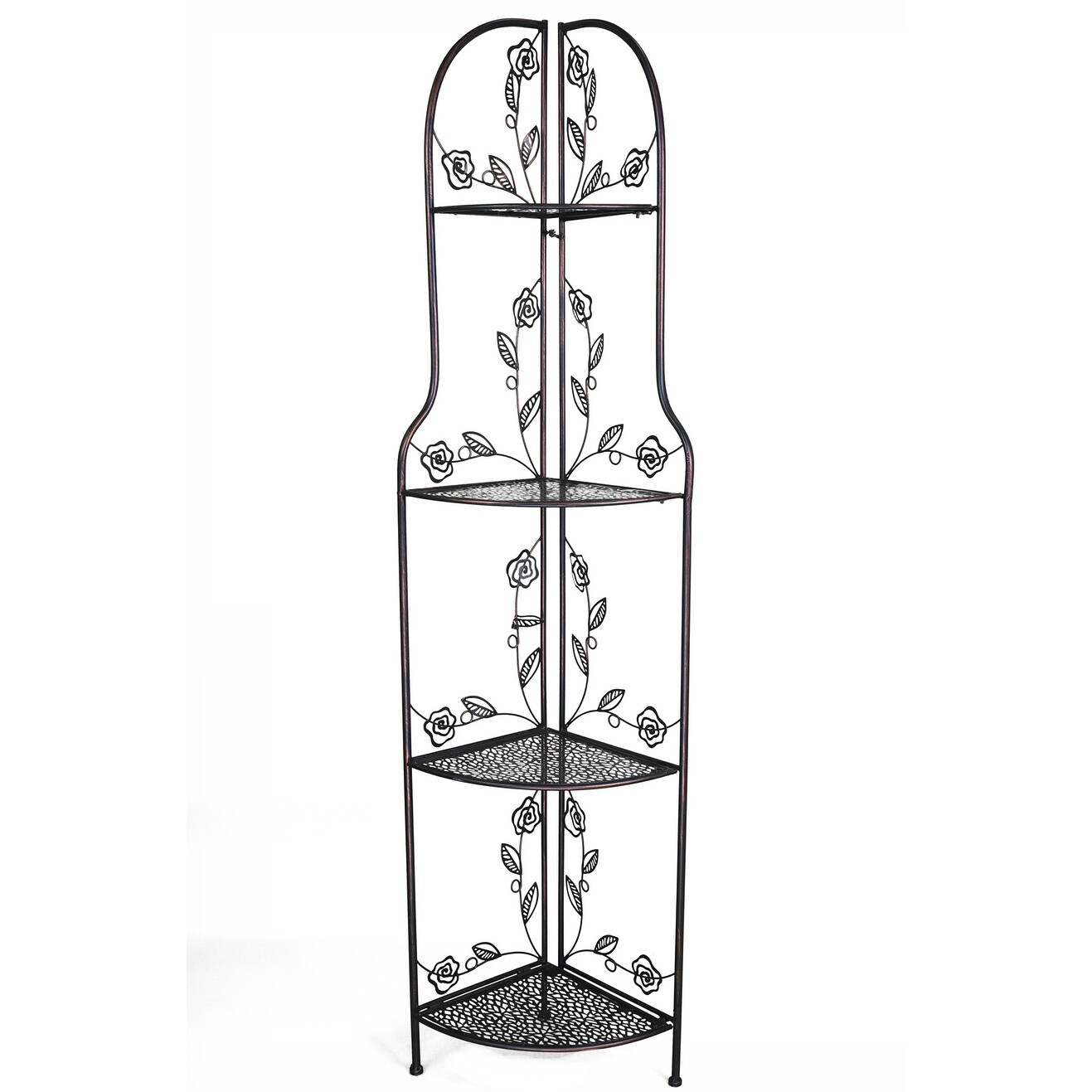 Shop 67 5 Blackened Copper Corner Bakers Rack With 4 Shelves On