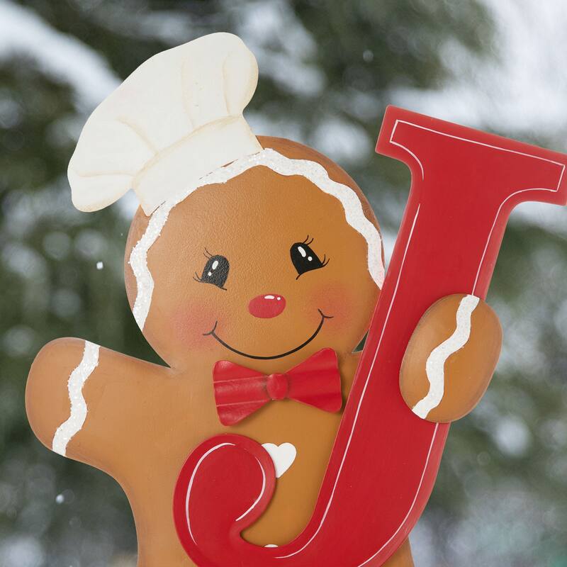 Glitzhome Metal "JOY" Snowman or Gingerbread Man Yard Stake