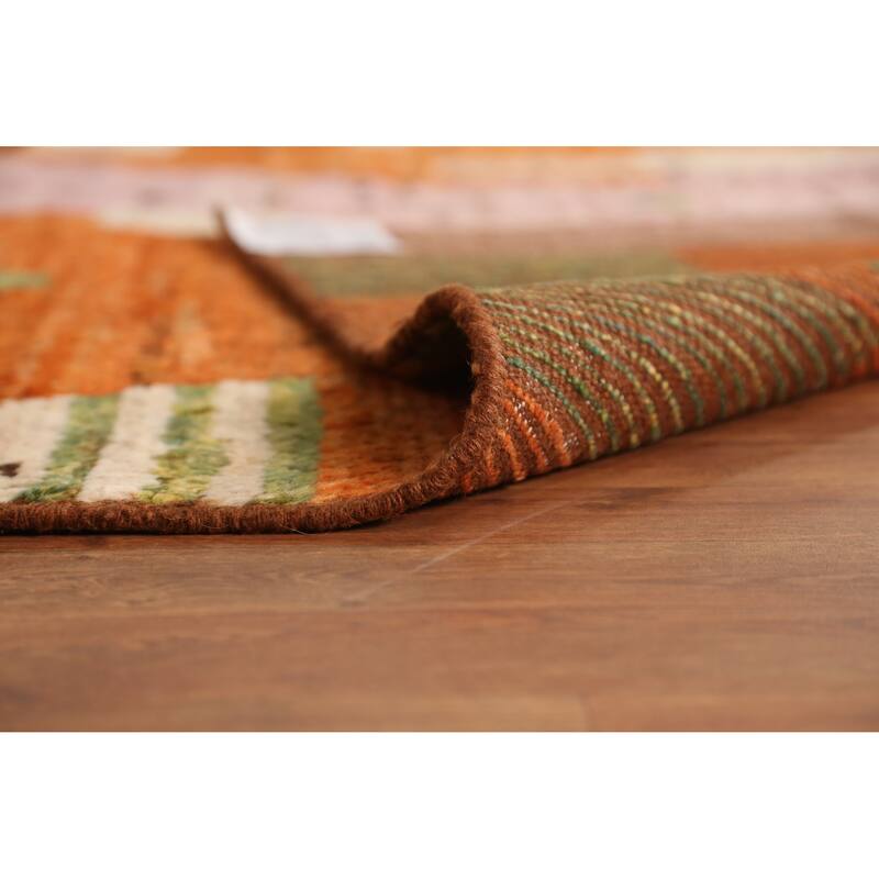 Orange Moroccan Area Rug Hand-Knotted Oriental Wool Carpet - 6'7" x 9'9"