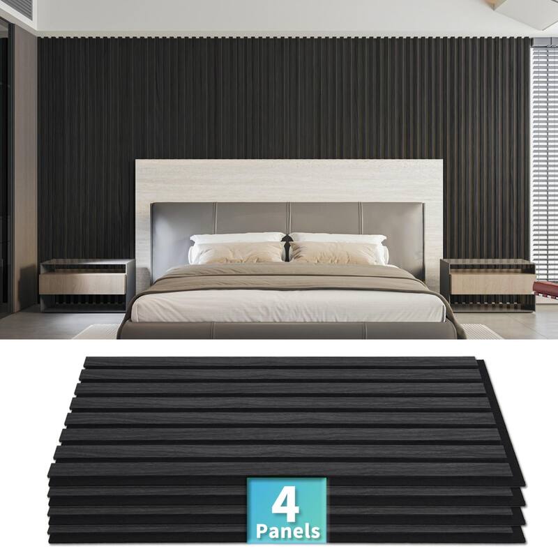 4pcs 23.6"x11.8" MDF Slat Wall Paneling Cover 8 Sq.Ft. - GrayOak