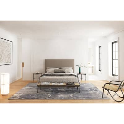 EXQUISITE RUGS Fine Pure Silk Hand-knotted Silk Blue/Grey/Ivory Area Rug.