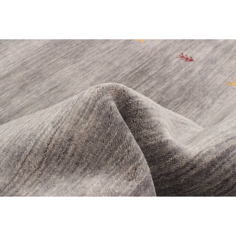 ECARPETGALLERY Hand Loomed Kashkuli Gabbeh Grey Wool Rug - 2'6 x 7'6