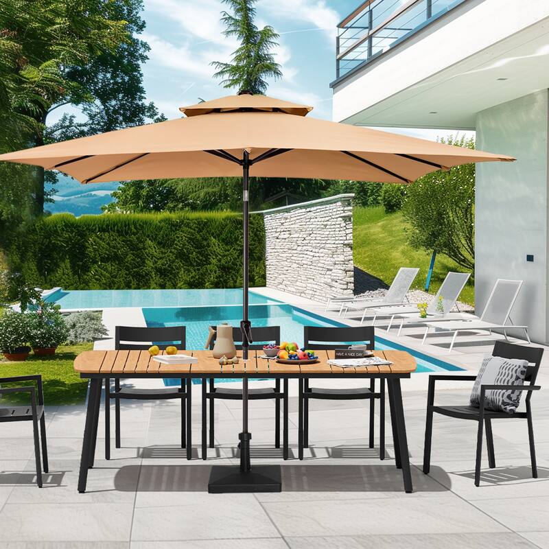 Outdoor Patio Dining Table Rectangular Aluminum Outdoor Table for 6/8/10 Person