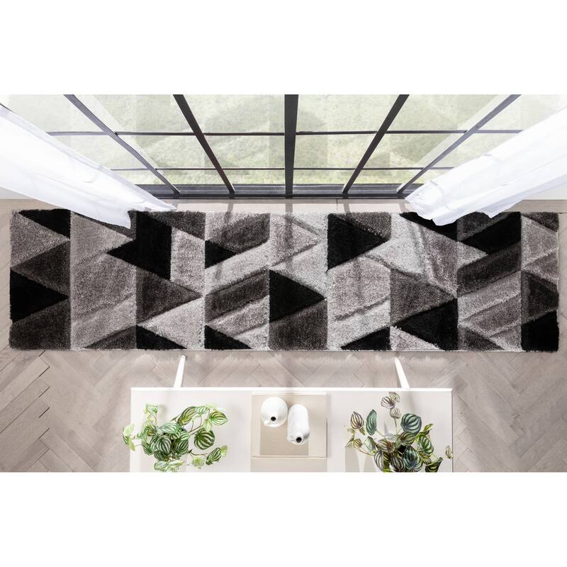 Well Woven San Francisco Holland Geometric Modern Carved Shag Area Rug