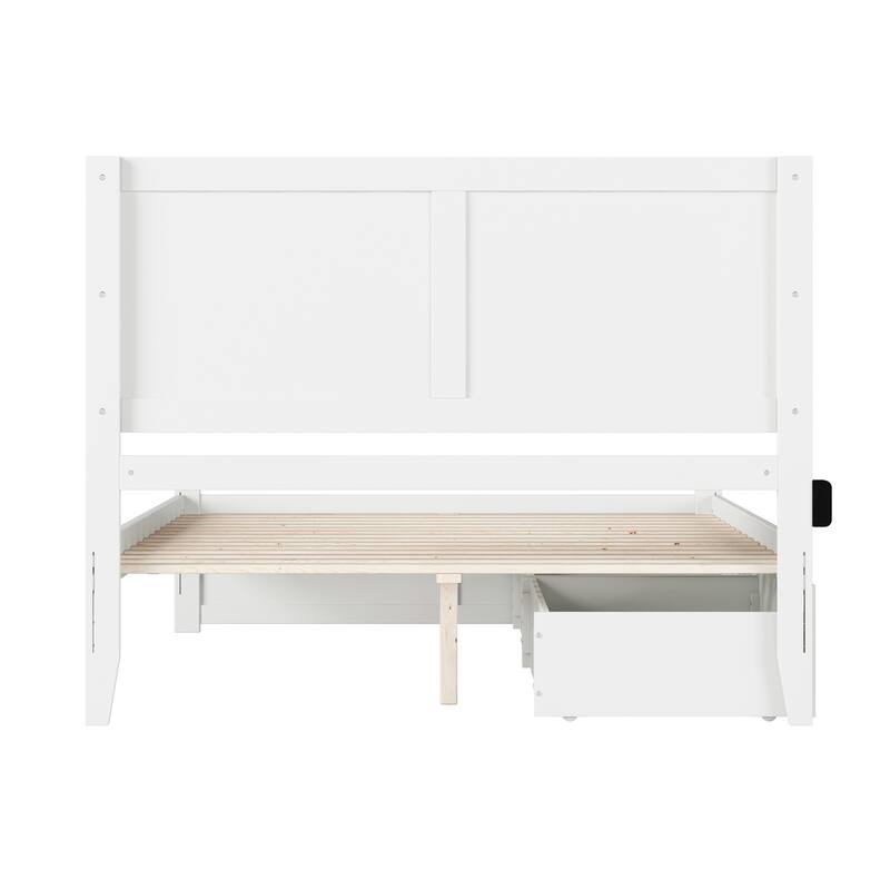 AFI Canyon Queen Platform Bed with Footboard & Storage Drawers in White
