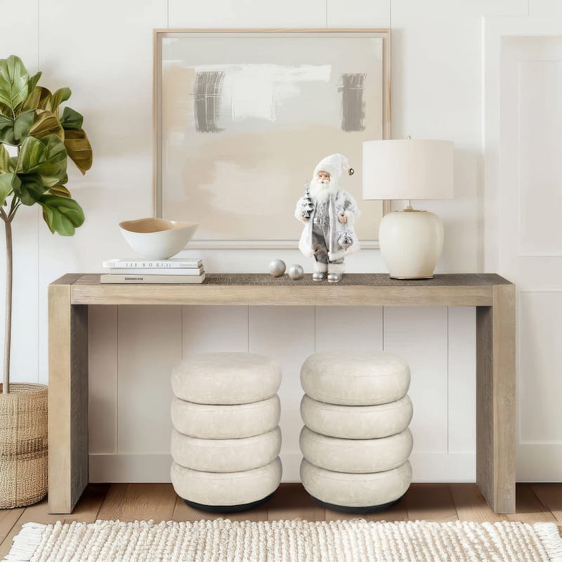 Glitzhome 19.5"H Leather Upholstered Storage Ottoman or Accent Stool