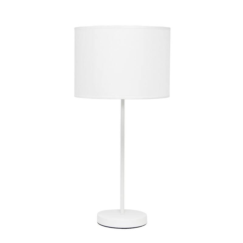23 in. White Finish Table Lamp with White Shade, Durable Stick Lamp for End/Side Tables