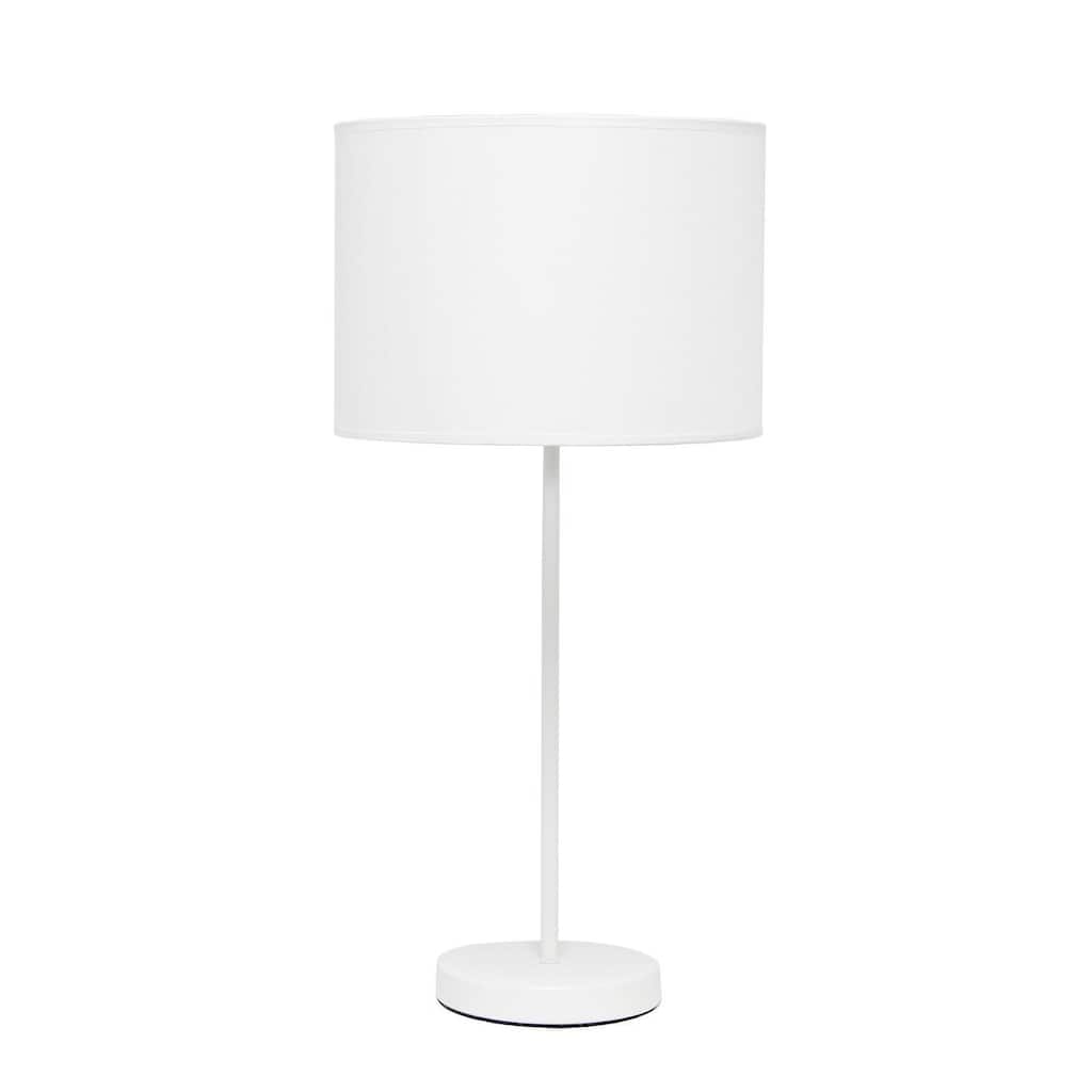 23 in. White Finish Table Lamp with White Shade, Durable Stick Lamp for End/Side Tables