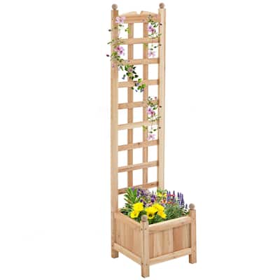 Outsunny Wooden Raised Garden Bed with Trellis
