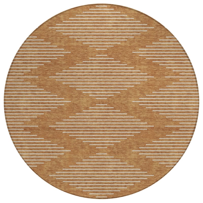 Machine Washable Indoor/ Outdoor Modern Stripe Chantille Rug