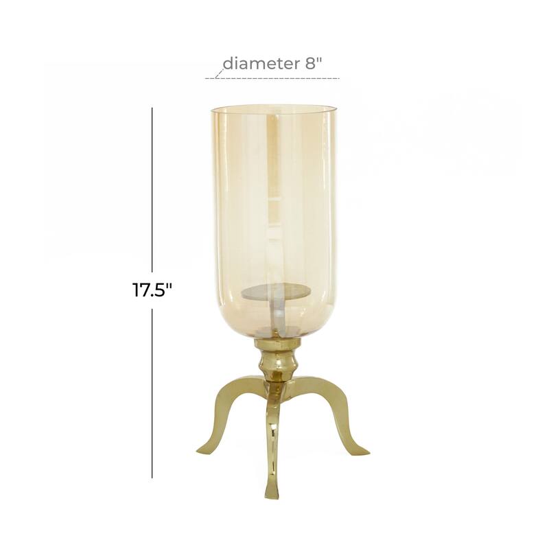 Aluminum Metal Single Candle Hurricane Lamp - Gold - Roche River Decor