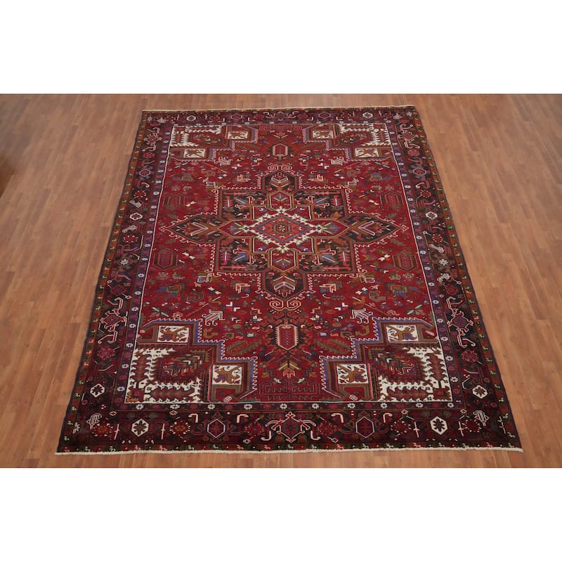 Hand Knotted Oriental 100% Wool Carpet Traditional Medallion Red Heriz Area Rug - 12' 3'' X 9' 9''