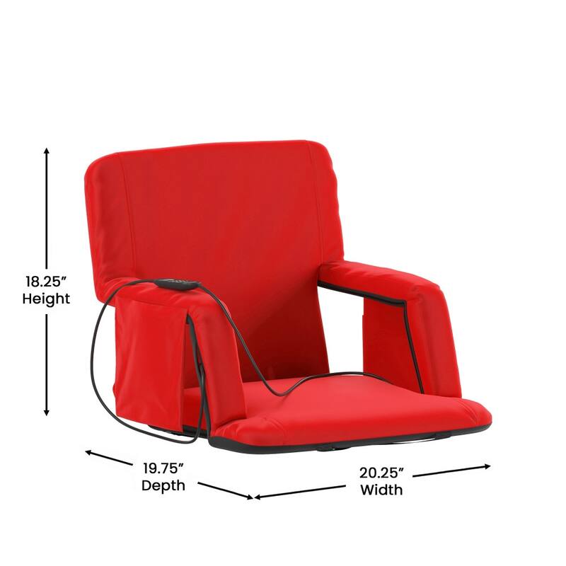 Foldable Reclining Stadium Chair with Backpack Straps and Heated Seat