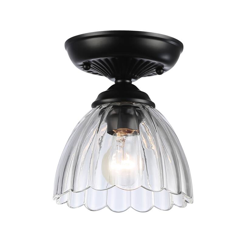 Golden Lighting Audra 1-light 7in Semi-Flush Mount in Matte Black - Matte Black - 1-Light 7" Semi-flush