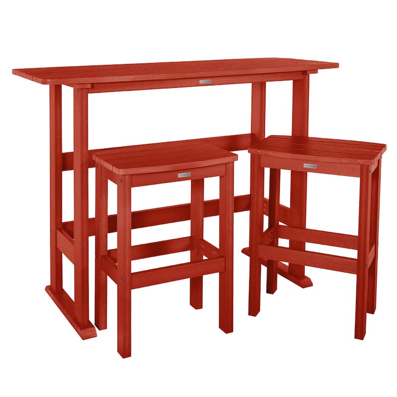Lehigh 3-piece Outdoor Balcony Set - Bar-height - Rustic Red