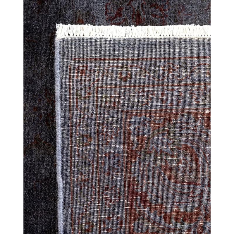Overton Hand Knotted Wool Vintage Inspired Modern Contemporary Overdyed Gray Area Rug - 8' 4" x 10' 4"