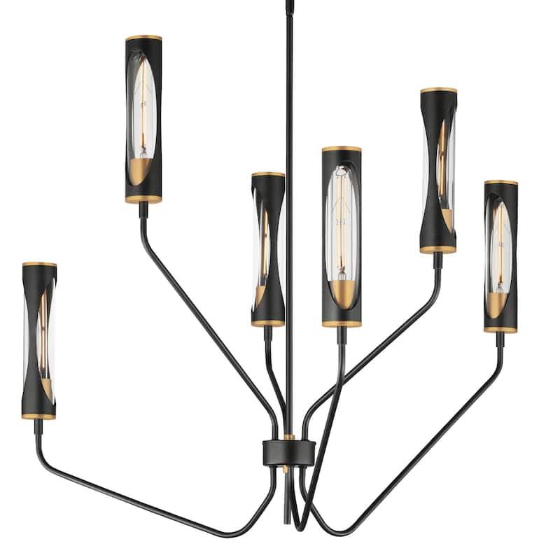 Maxim 16176 Regent 6 Light 36" Wide LED Abstract Chandelier - Black / Antique Brass