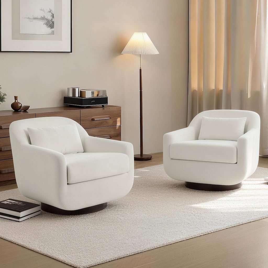 2 Set Modern Chenille Swivel Accent Chairs