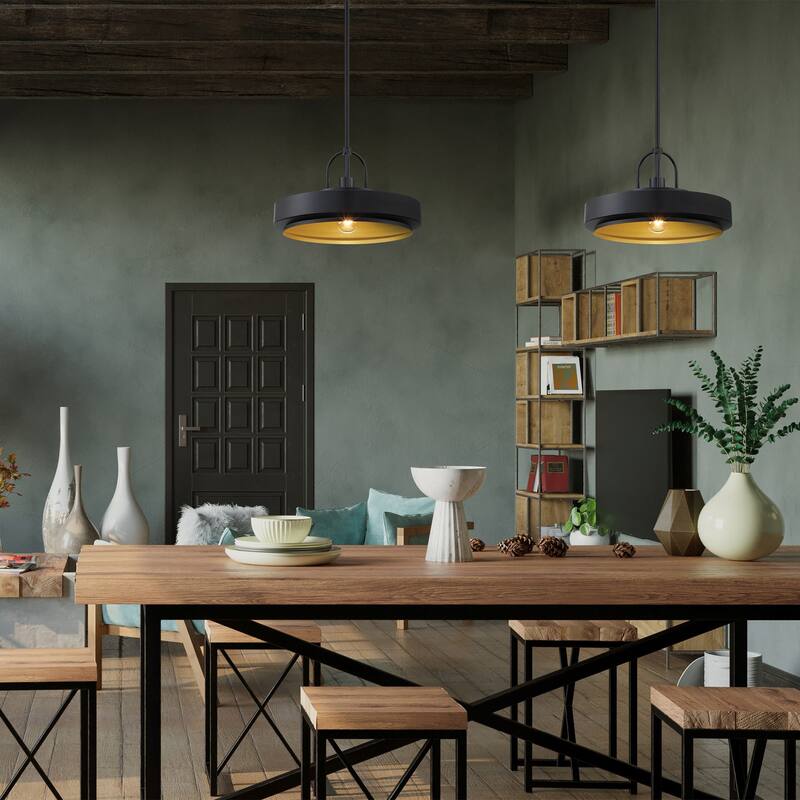 Odea 14 in. 1-Light Matte Black Transitional Pendant Light