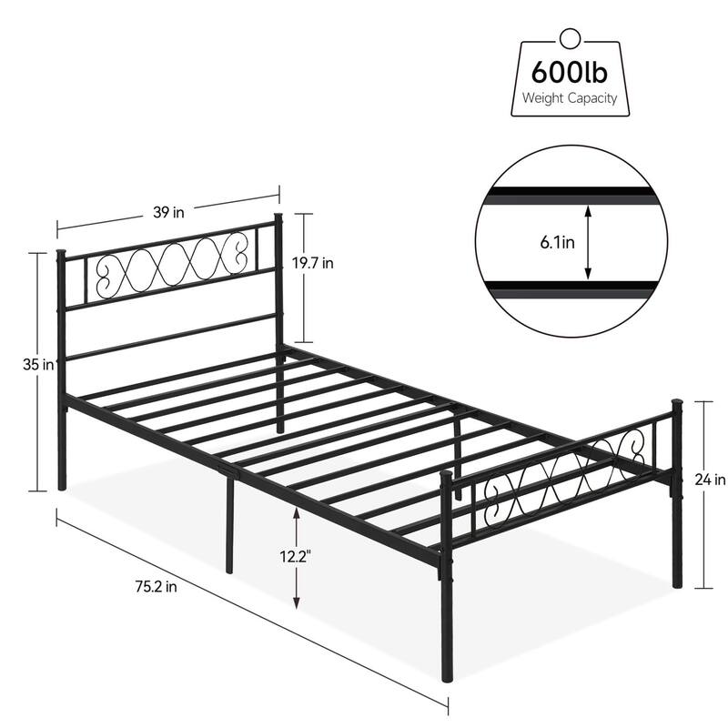Bed Frame with Headboard and Footboard for Girls and Boys