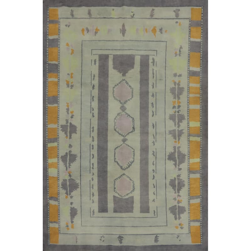 Geometric Gabbeh Vegetable Dye Area Rug Handmade Wool Carpet - 8' 4'' X 5' 11''