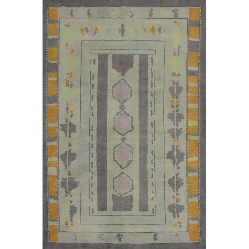 Geometric Gabbeh Vegetable Dye Area Rug Handmade Wool Carpet - 8' 4'' X 5' 11''