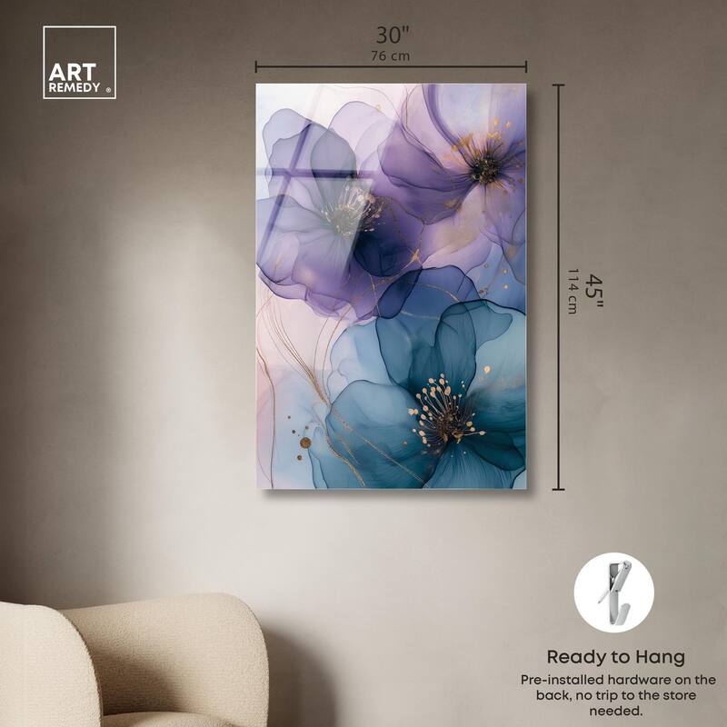 Gilded Cyanescence II Acrylic by Art Remedy, Ready to Hang