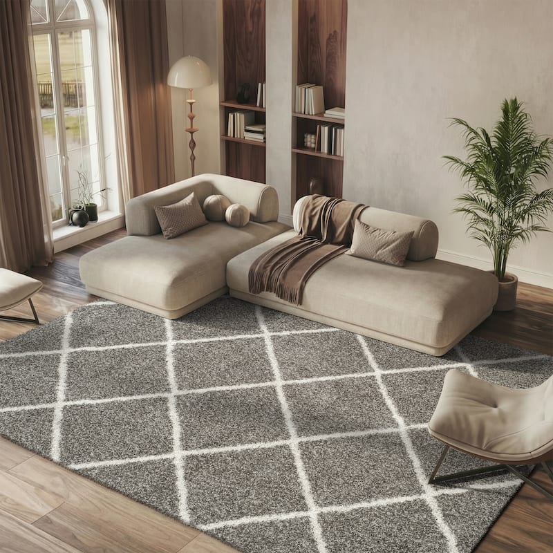 SAFAVIEH Hudson Shag Raili Diamond Trellis 2-inch Thick Rug