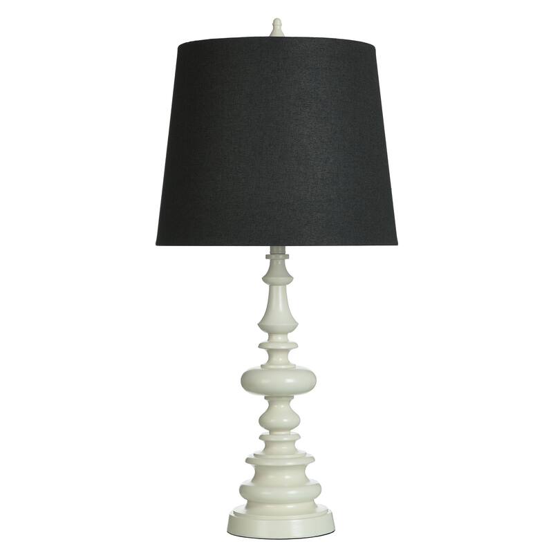 StyleCraft Poly Table Lamp - Cream Finish - Black Linen Shade