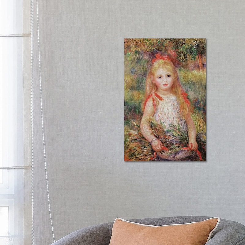 iCanvas "Little Girl Carrying Flowers, or The Little Gleaner, 1888 " by Pierre-Auguste Renoir Canvas Print - 26x18x1.5