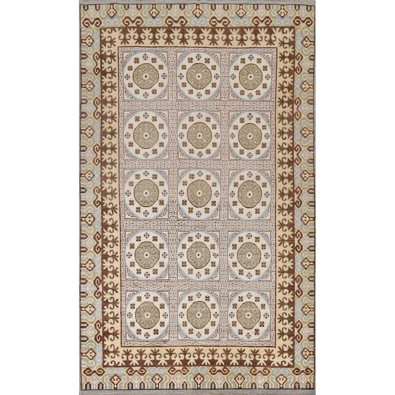 Vegetable Dye Traditional Khotan Oriental Wool Area Rug Hand-knotted - 6'3" x 9'7"