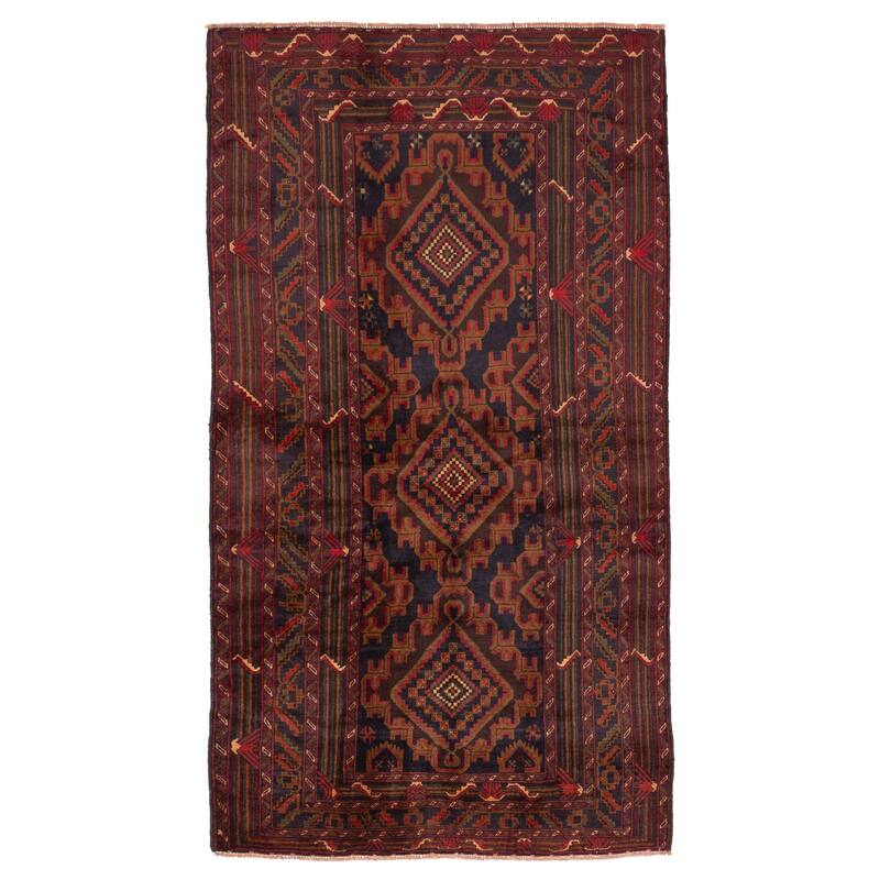 ECARPETGALLERY Hand-knotted Teimani Black, Brown Wool Rug - 3'10 x 6'11
