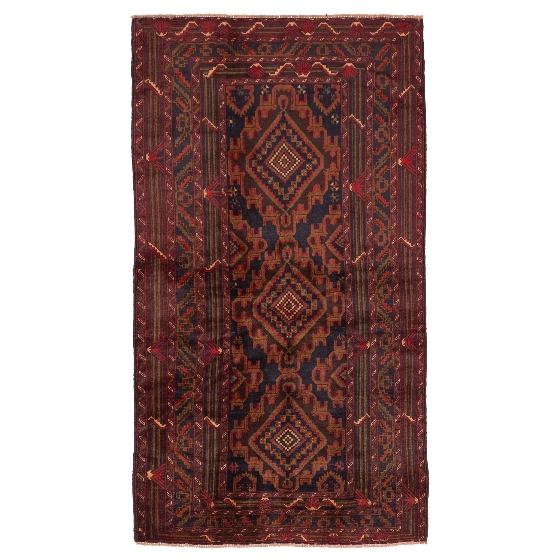 ECARPETGALLERY Hand-knotted Teimani Black, Brown Wool Rug - 3'10 x 6'11