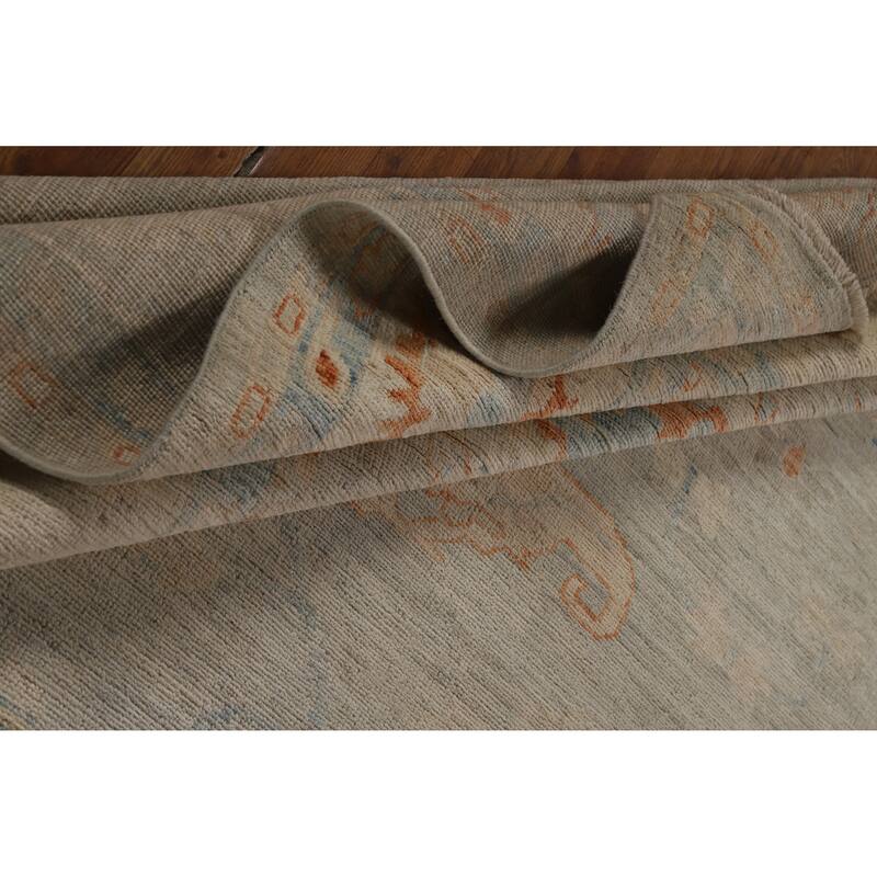 Hand Knotted Oriental 100% Wool Carpet Transitional All-Over Greys & Charcoal Oushak Area Rug - 11' 7'' X 8' 11''