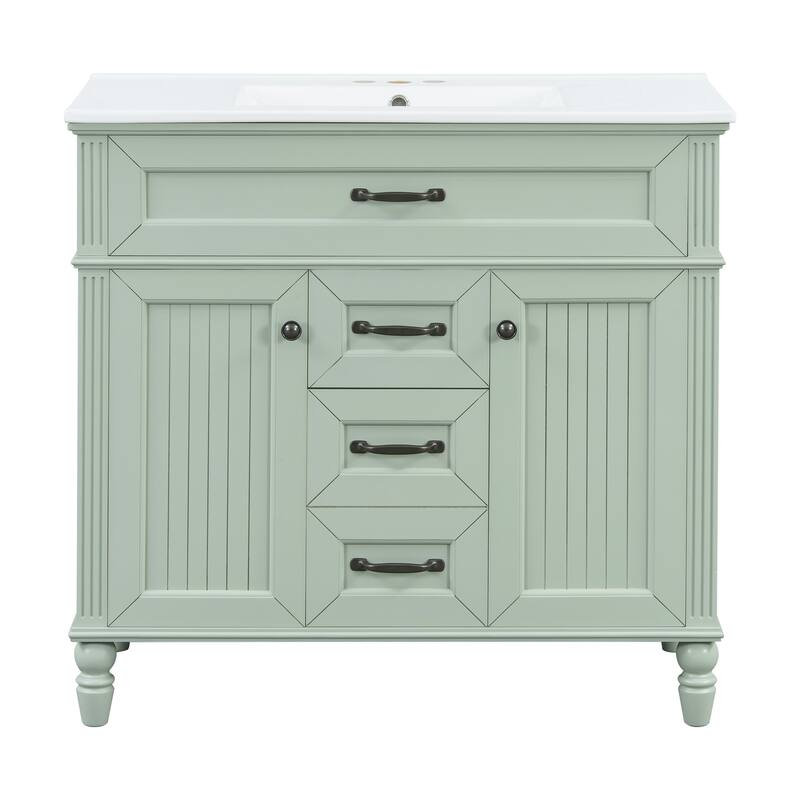 Bathroom Vanity with Sink, Freestanding Bathroom Storage Cabinet, Bathroom Cabinet with Soft Close Doors & 3 Drawers