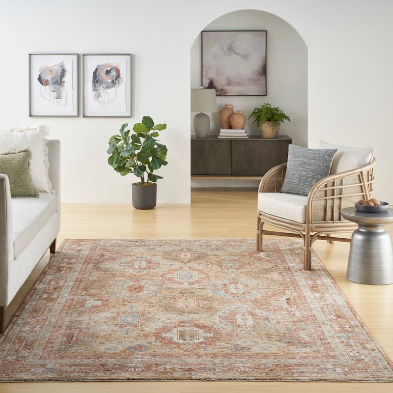 Nourison Petra Traditional Vintage Persian Area Rug - 5' 3" x 7' 8" - Rust