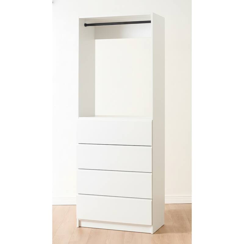 Prosper 32" White Wood Walk-in Closet with Two Rods - 31.4"W x 15.7"D x 83" H